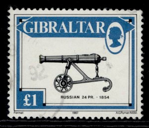GIBRALTAR QEII SG579, 1987 £1 russian 24-pounder gun, FINE USED. 