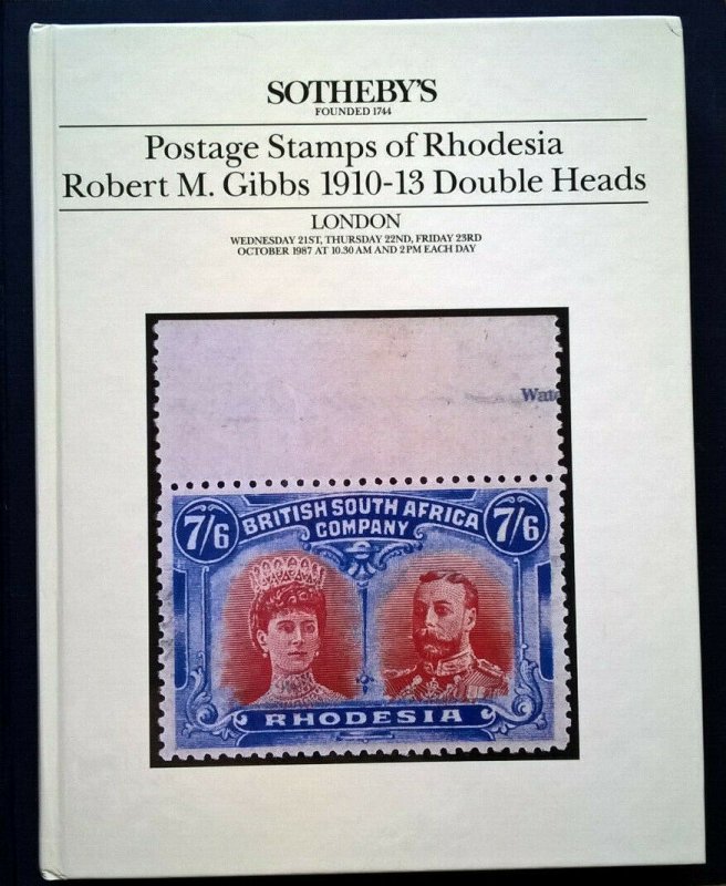 Auction Catalogue Rhodesia ROBERT GIBBS 1910-13 DOUBLE HEADS inc Prices Realised