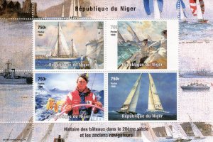 NIGER 1998  Sc#1012 AMERICAN'S CUP/YACHTS Sheetlet (4) PERFORATED MNH