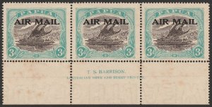 PAPUA 1929 AIR MAIL on Lakatoi 3d strip with Harrison imprint.