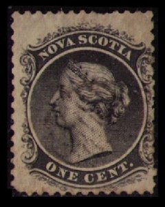 CANADA, NOVA SCOTIA QUEEN VICTORIA 1860 1c BLACK #8 USED CV 7.50