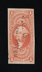 EXCELLENT GENUINE SCOTT #R70a F-VF 1862-71 RED 1ST ISSUE LEASE IMPERFORATE