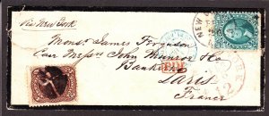 US 68 & 76 on Mourning Cover to Paris, France