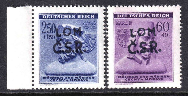 BOHEMIA & MORAVIA B15, B17 LOM CSR OVERPRINTS OG NH U/M VF SOUND