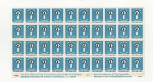 USA - Epilepsy Foundation of America Charity Stamps, Block of 40 with Selvage