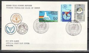 Turkish Rep. of Cyprus, Scott cat. 109-111. F.A.O., Disabled. First day cover. ^