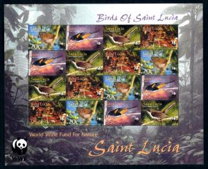 [94516] St. Lucia 2001 Birds Vögel Oiseaux WWF Sheet MNH