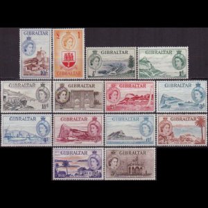 GIBRALTAR 1953 - Scott# 132-45 Scenes QEII Set of 14 LH