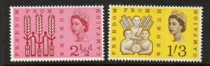 GB SG634p/5p 1963 FREEDOM FROM HUNGER PHOSPHOR MNH 