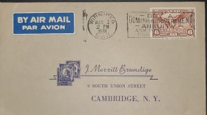 1938 Canada Airmail Cover #C5 Sent To NY From Winnipeg