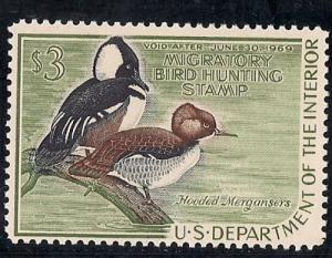 RW 35 $3.00 1968 WA Hooded Mergansers Stamp Mint OG NH F-VF