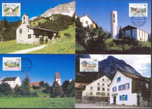 Liechtenstein 2001 Art Paintings Landscapes Architecture 4 Maxi Cards FDC