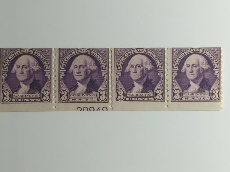 SCOTT # 721 COIL OF 4 JOINT PAIR WITH SERIAL NUMBER WASHINGTON GEM MNH BEAUTY !!