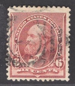 US Stamp #224 6c Brown Red Garfield USED SCV $25.00