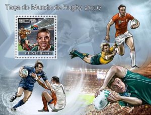 GUINEA BISSAU - 2007 - Rugby World Cup - Perf Souv Sheet - Mint Never Hinged