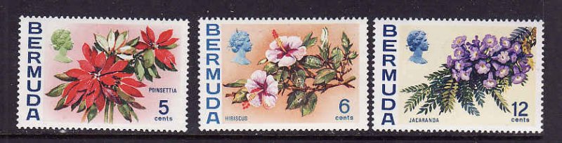 Bermuda-Sc.#259-60,263-Unused NH-Flowers-1970-