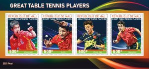 Stamps. Sports. Table Tennis 2021 year 1+1 sheets perforated Mali NEW