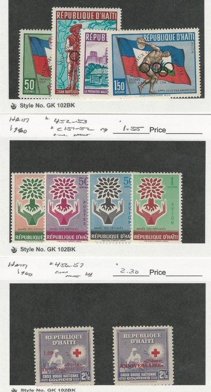 Haiti, Postage Stamp, #451, C148-50, 452-3, C151-2 Mint NH, 456-7 LH, 1960, JFZ
