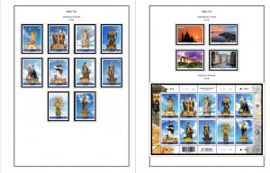 COLOR PRINTED MALTA 2011-2020 STAMP ALBUM PAGES (87 illustrated pages)