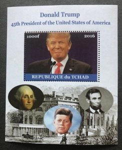 Chad 2016 Donald Trump with 3 Previous Presidents, MNH Souv. Sheet..