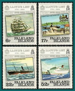 Falkland Islands 1984 Lloyd's List, MNH  #404-407,SG484-SG487