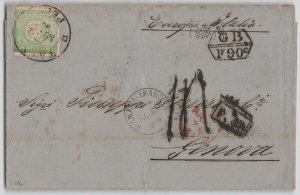 Peru 1869 1d green Folded Letter Tacna to Genova Italy via London UK