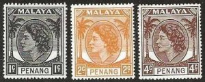 Penang  Sc. 29-31  mint, hinged.  1954.  (P463)