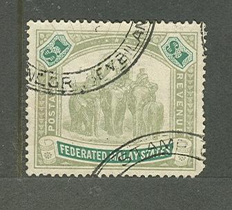 MALAYA STATES 1900 $1.00 Elephants USED