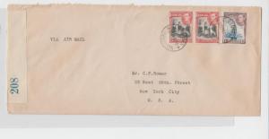 BERMUDA 1941 CENSOR(#208) COVER TO USA AIRMAIL, 7½d RATE (SEE BELOW)