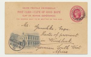 CAPE OF GOOD HOPE -GERMAN SOUTH WEST AFRICA 1904, STEINKOPF TO WINDHOEK, 1d CARD