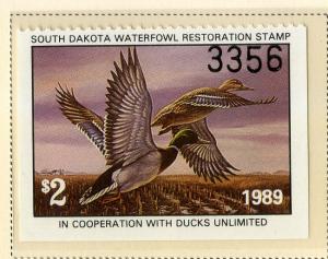 US SD7 SO DAKOTA ST DUCK STAMP 1989 MNH SCV $8.00 BIN $5.00