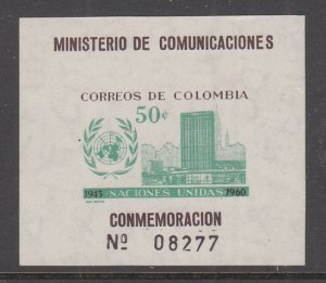 Colombia 725 United Nations Souvenir Sheet MNH VF