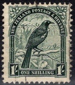 1935 New Zealand Scott #- 196 1 Shilling Parson Bird Used