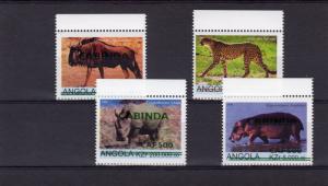 Cabinda (Angola) Endangered Animals Set (4) ovpt.Green Perforated MNH VF