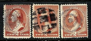 Three US Scott #210 w/Attractive Selected 1800s Fancy Cancels...[KN]