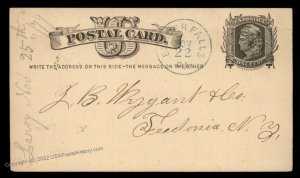 USA 1879 BEAVER FALLS Pennsylvania Blue Cancel Postal Card Cover 96374