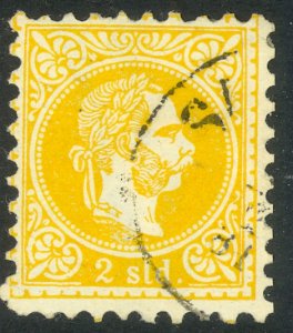 AUSTRIAN OFFICES IN TURKEY 1867 2s Yellow Coarse Whiskers w WMK Sc 1a VFU