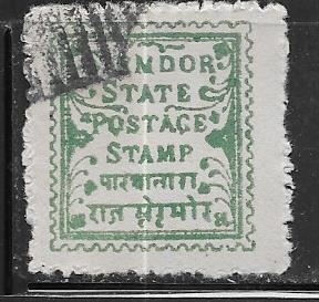 India - Sirmoor  #9a  1pa dark green  (U) CV $1.10