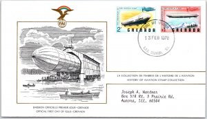 HISTORY OF AVIATION TOPICAL FIRST DAY COVER SERIES 1978 - GRENADA 2c AND $1