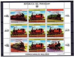 Paraguay 1984 Mi#3785 British Locomotives  LOW Mini-Sheetlet (5+4L) MNH