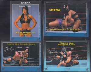 LIBERIA Sc# LIB020 MNH SET 4 SOUVENIR SHEETS, WORLD WRESTLING FEDERATION