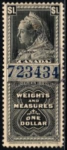 1897 Canada Revenue Van Dam #- FWM51 1 Dollar Queen Victoria Weights & Measures