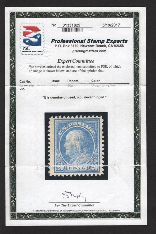SCOTT #419 - MINT - F-VF -  OGNH w/PSE Cert. SCV $400  (LB 9/15) 