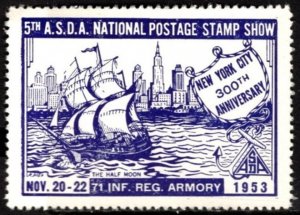 1953 US Poster Stamp 5th A.S.D.A. National Postage Stamp Show New York Lot/9 MNH