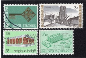 Belgium 1963-70 Group of 4 Commemoratives, Scott 705, 708, 718, 740 used