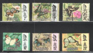 Malaya - Selangor, Scott #129-134  VF, Used, Butterflies, CV $4.80 ..... 5600042
