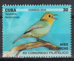 CUBA Sc# 6109  ENDEMIC BIRDS 30c  2018 MNH