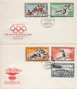 Czechoslovakia 1960 Sc#965/969 Squaw Valley/Rome Olympic Games  FDC (2)