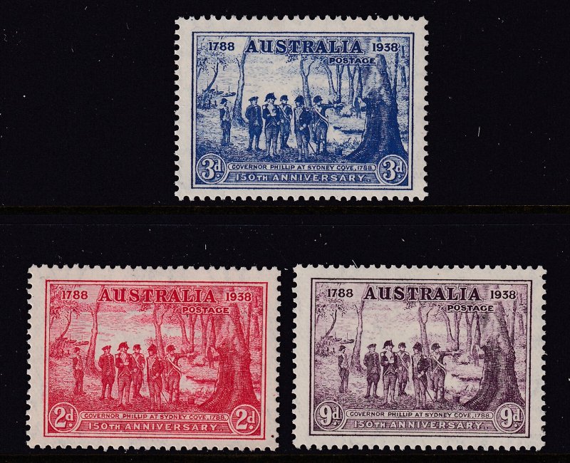 Sc 163 / 165 Australia 1937 150 Anniversary NSW complete MNH set CV $34. Stk #3