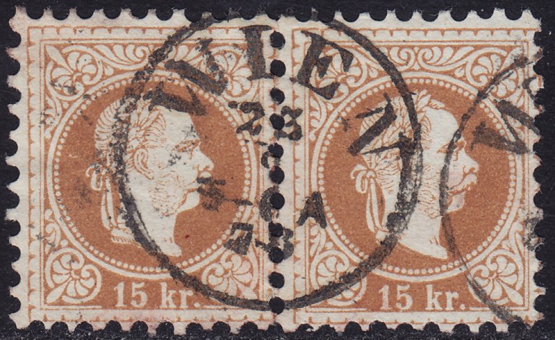 Austria - 1877 - Scott #38 - used pair - Franz Josef